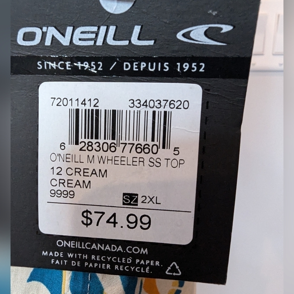 New O'Neill Cotton Shirt Oasis Tropical Short Sleeve Modern Fit  Sz XL or XXL - Picture 9 of 14